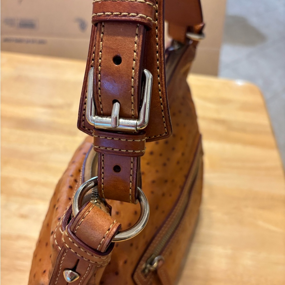 Dooney & Bourke Brown Ostrich Leather Shoulder Bag - Picture 13 of 15